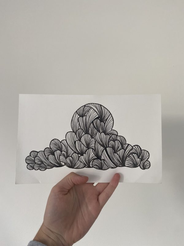 Poster wolk illustratie cloud sky ansichtkaart fine line illustratie studio Tosca terschelling
