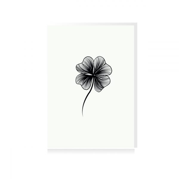 ansichtkaart klavertje vier fine line illustratie klavertjevier bloem plant studio tosca trots wenskaart