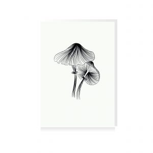 poster fine line paddenstoel herfst zwart wit poster ansichtkaart bos natuur studio tosca