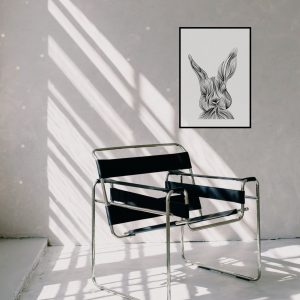 poster konijn zwart wit lijntekening studio tosca fine line vlieland