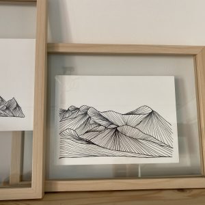 lijn-illustratie bergen mountains kunst fine line zwart wit studio tosca terschelling
