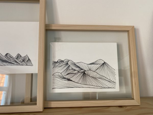 lijn-illustratie bergen mountains kunst fine line zwart wit studio tosca terschelling