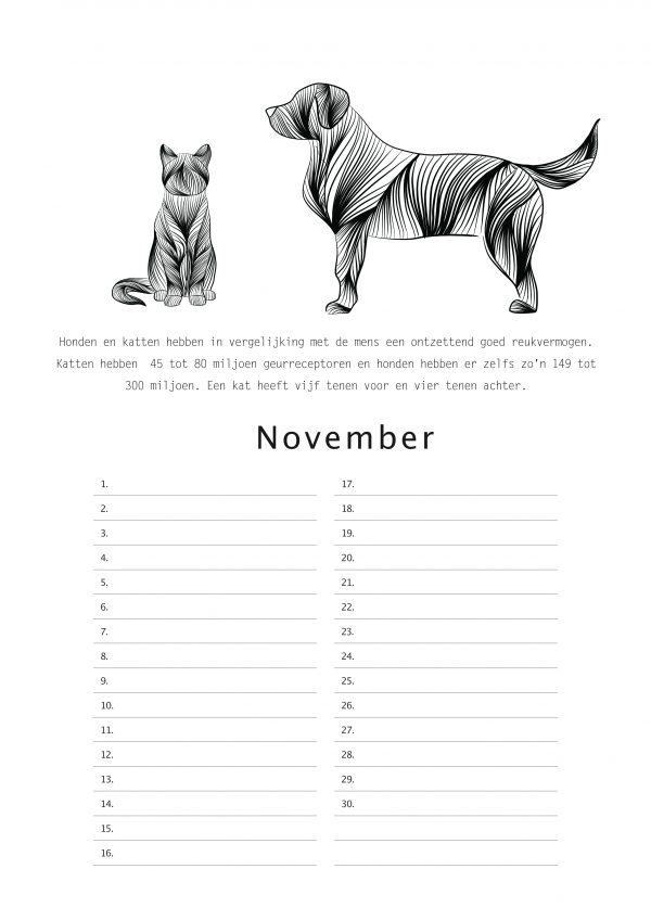 boerderijdieren kalender hond varken kat schaap