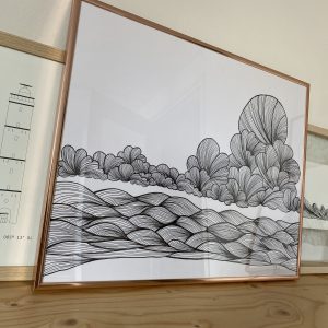 kunst Noordzee zwart wit fine line illustratie studio tosca